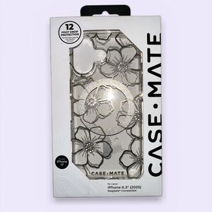 case-mate Silver Floral Clear iPhone 17 Case with Glitter Accents
